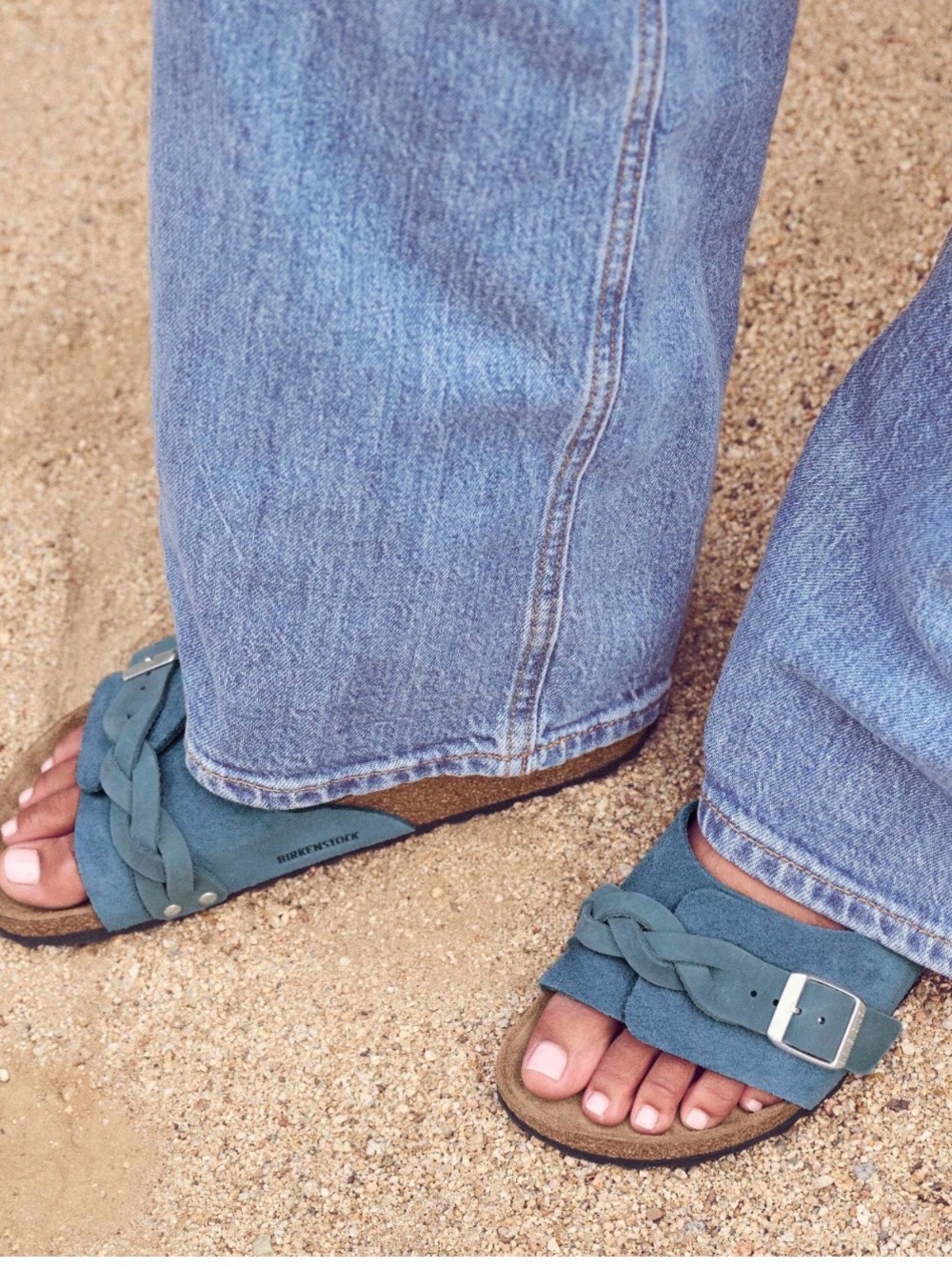 NWT Birkenstock women blue Braided Suede Slide Sandals size 9 - Picture 4 of 9
